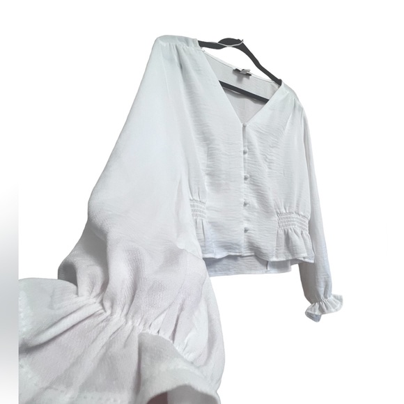 Topshop White Long Sleeve Blouse - Picture 1 of 6